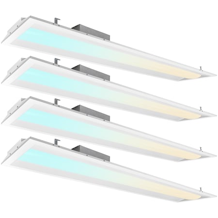 Luxrite 1x4 FT Rectangle LED Troffer Light 3CCT 3500K-5000K 16/20/30W 2000/2500/3750LM 0-10V Dimmable 4-Pack LR25135-4PK